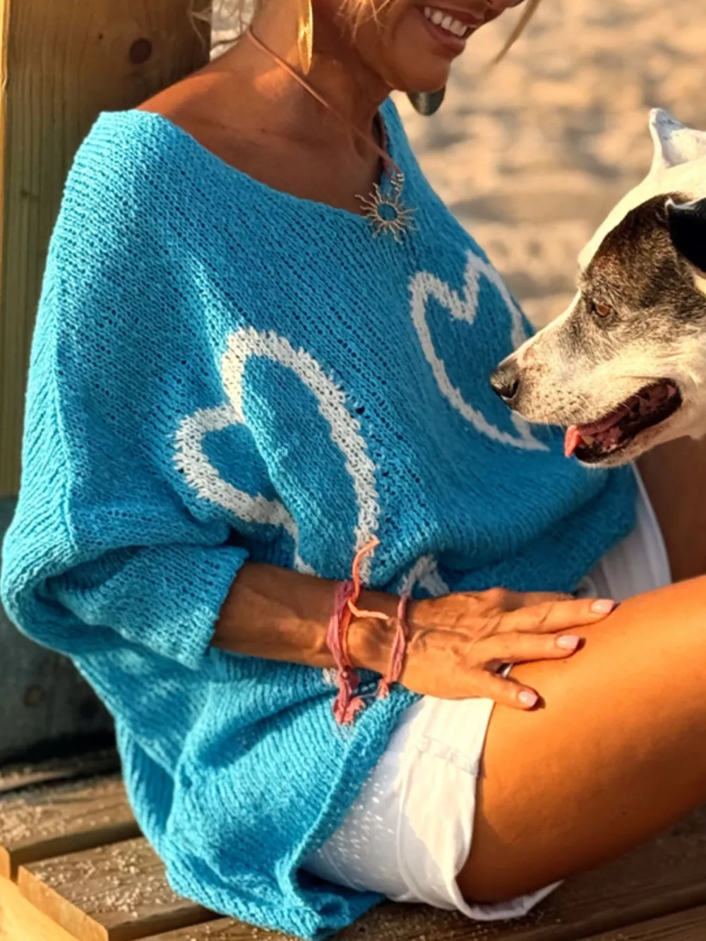 Heart V-Neck Dropped Shoulder Sweater, image 10
