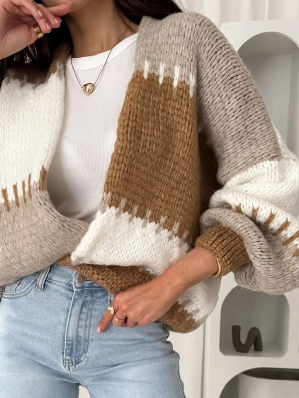 Color Block Open Front Cardigan, image 14