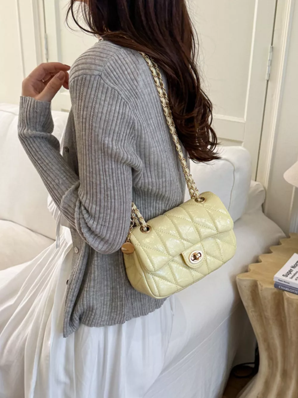 Quilted Chain Crossbody Bag, image 3