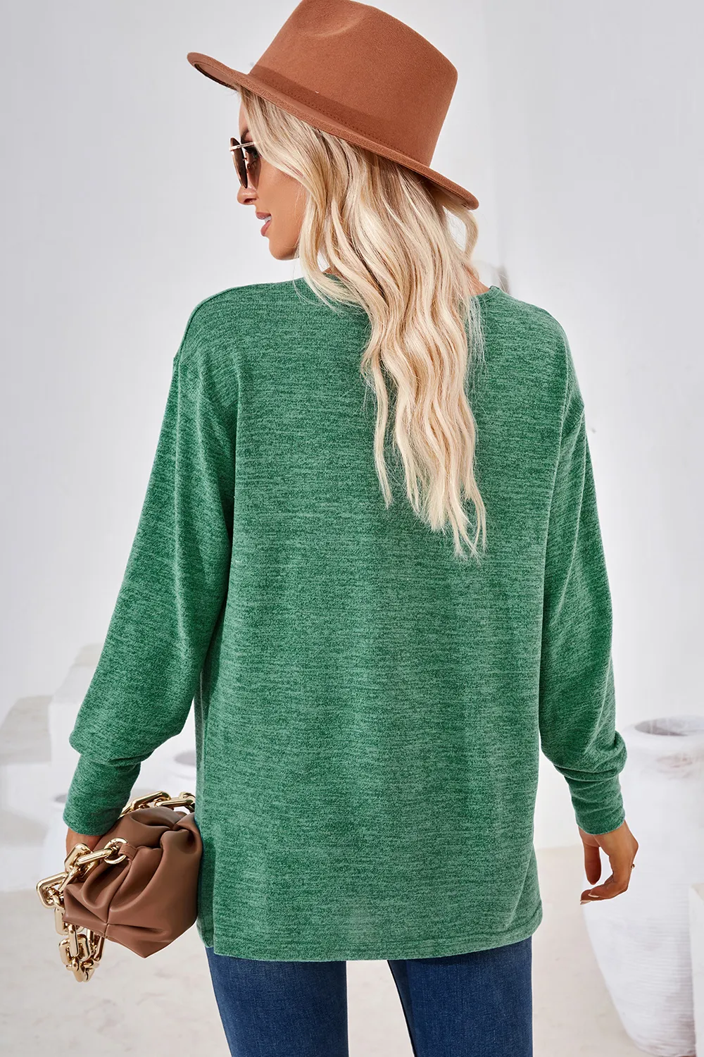 V-Neck Dropped Shoulder T-Shirt, image 16