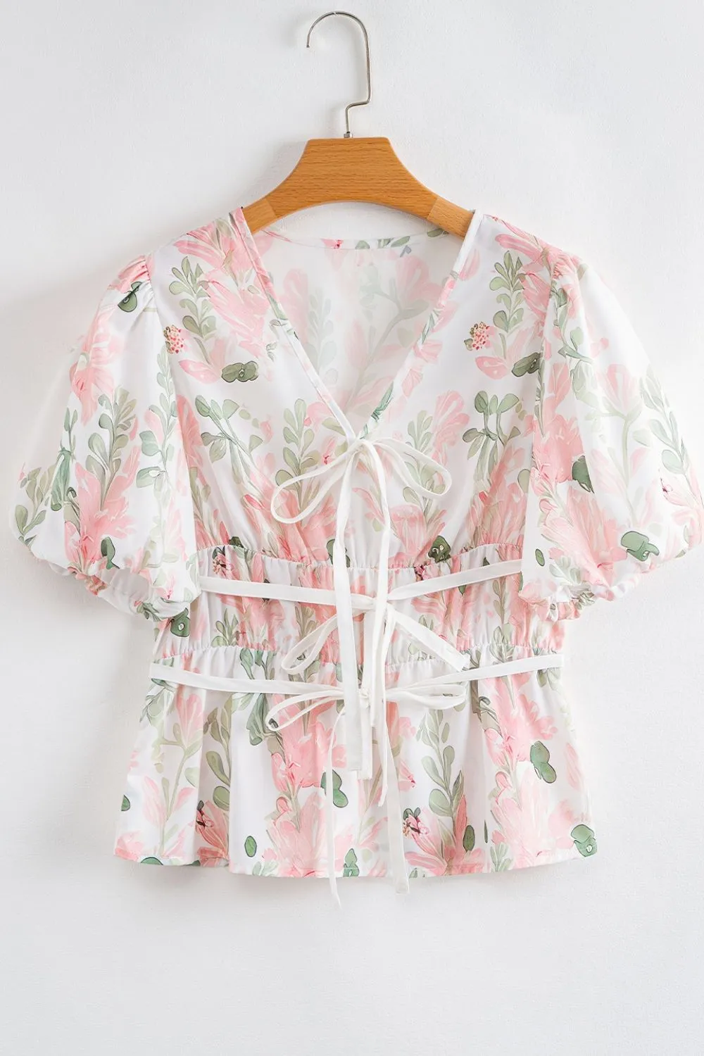 Tied Printed Short Sleeve Blouse, image 5