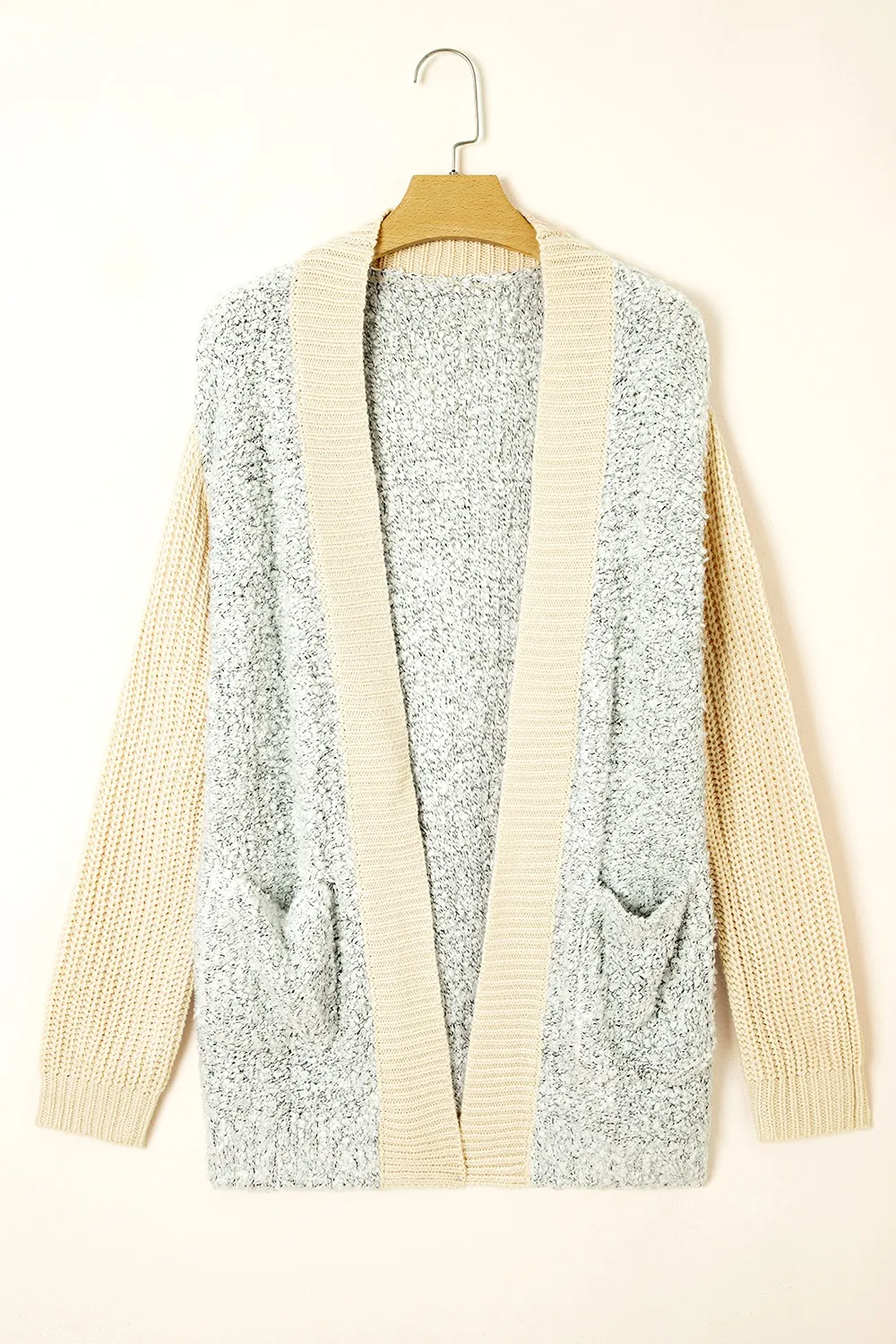 Color Block Side Pockets Open Front Cardigan, image 6