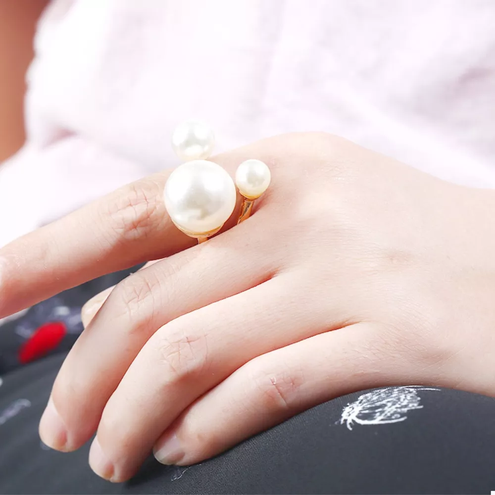 18K Gold-Plated Pearl Open Ring, image 6