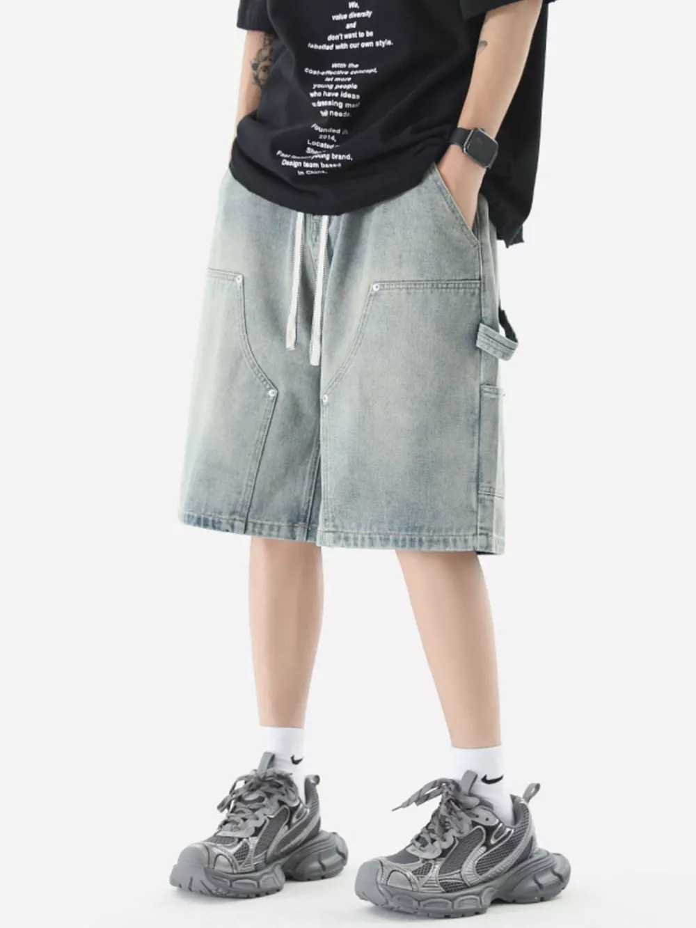 Men's Vintage Wash Denim Shorts, image 4