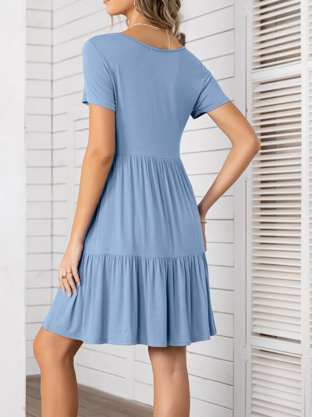 Round Neck Short Sleeve Mini Tee Dress, image 15