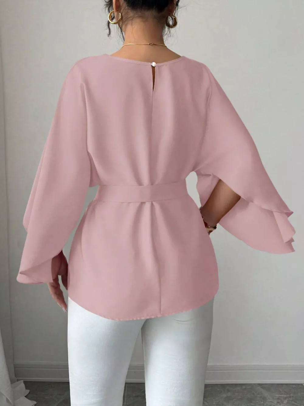 Batwing Sleeve Belted Blouse, image 21