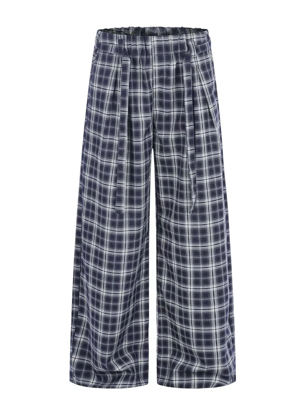 Men's Plaid Wide-Leg Pants