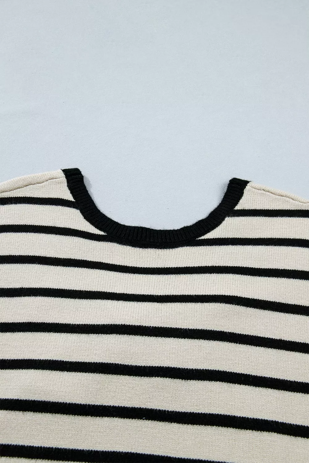 Stripe Bow Applique Short Sleeve Sweater, image 7