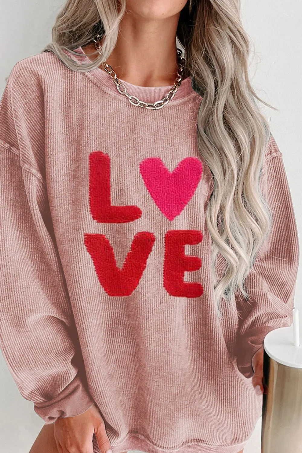 Valentine’s Day LOVE Round Neck Long Sleeve Sweatshirt, image 6