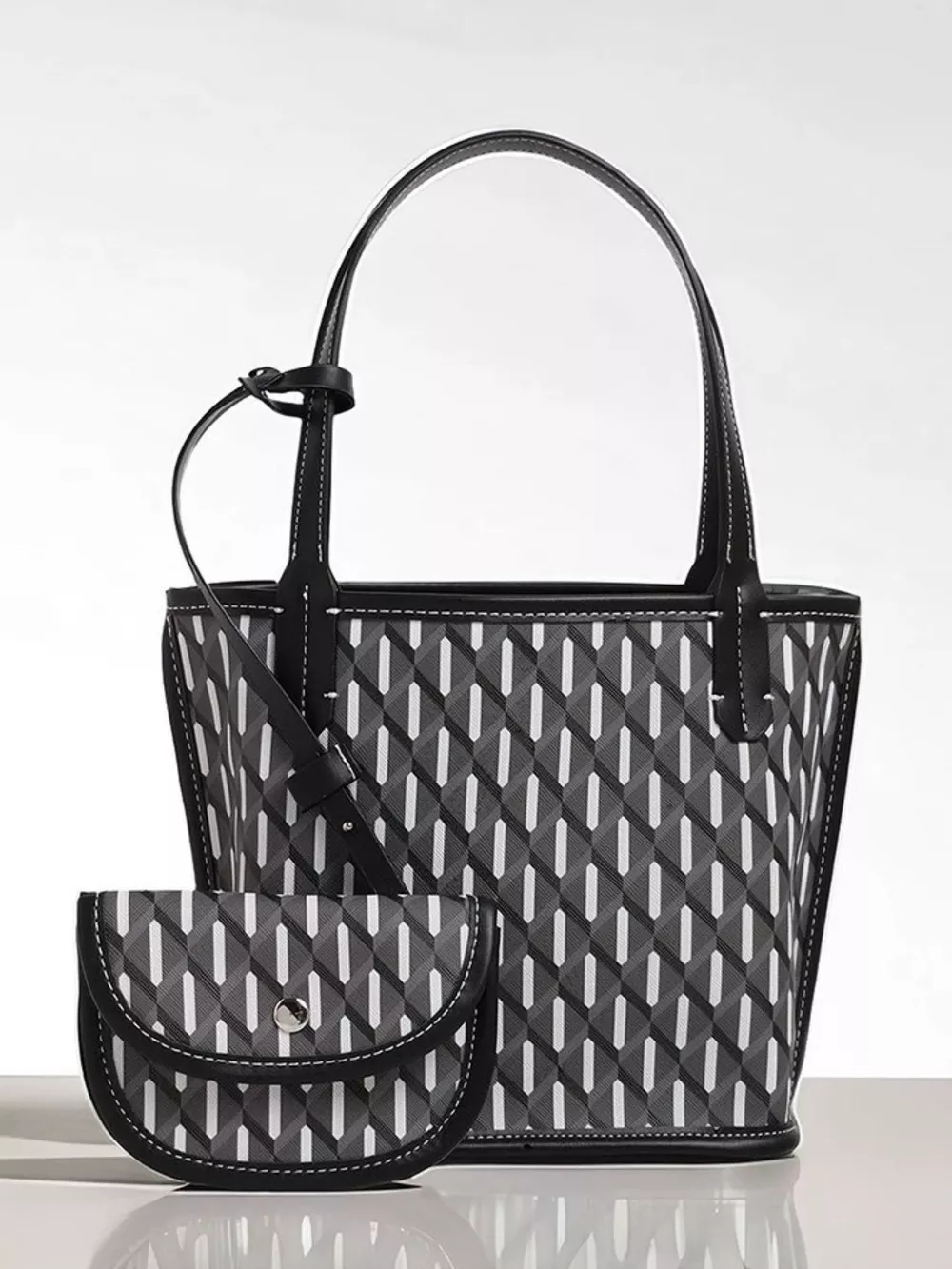 Geometric Handbag with Detachable Purse, image 3