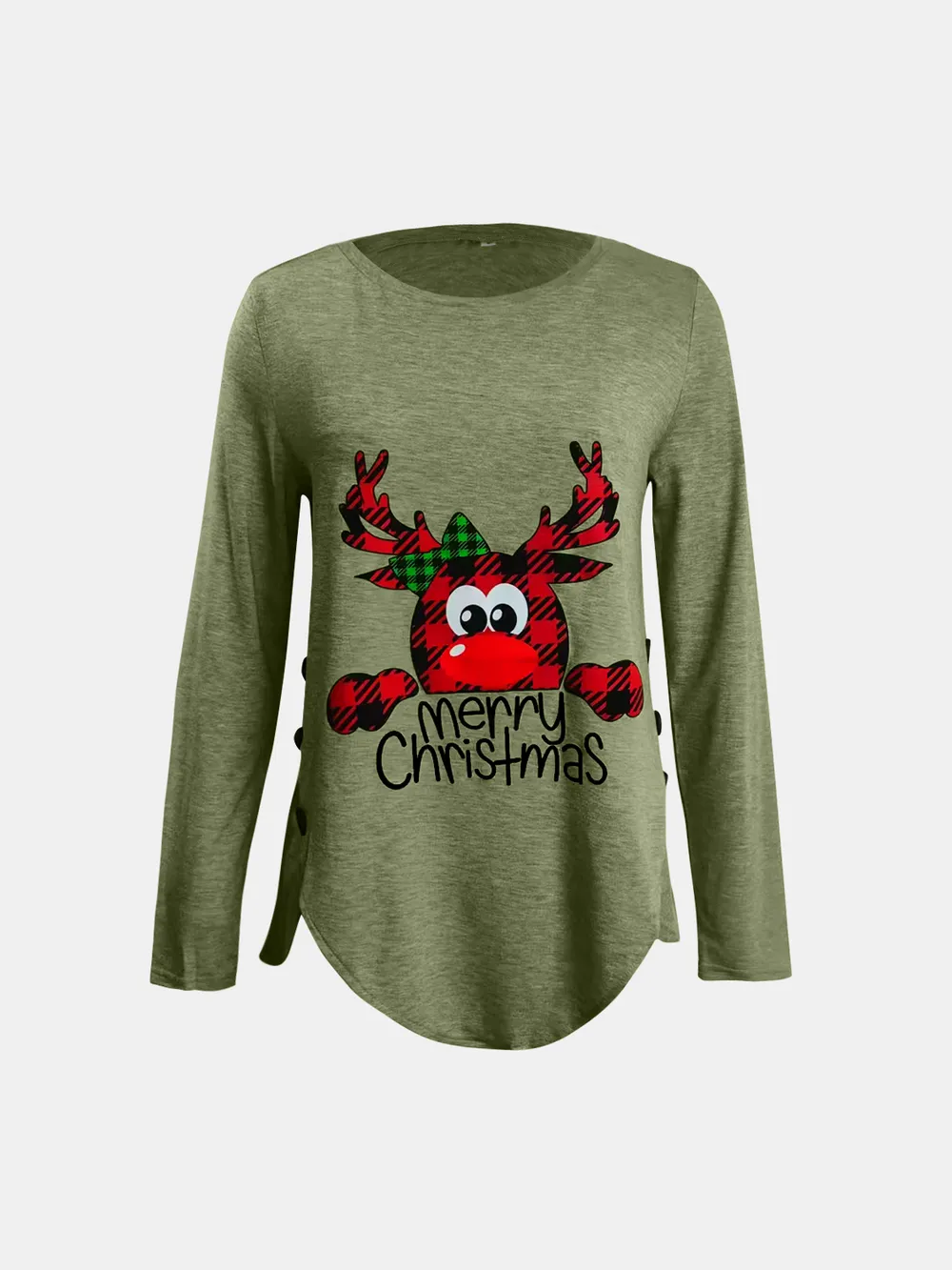 Full Size Reindeer Round Neck Long Sleeve T-Shirt, image 3