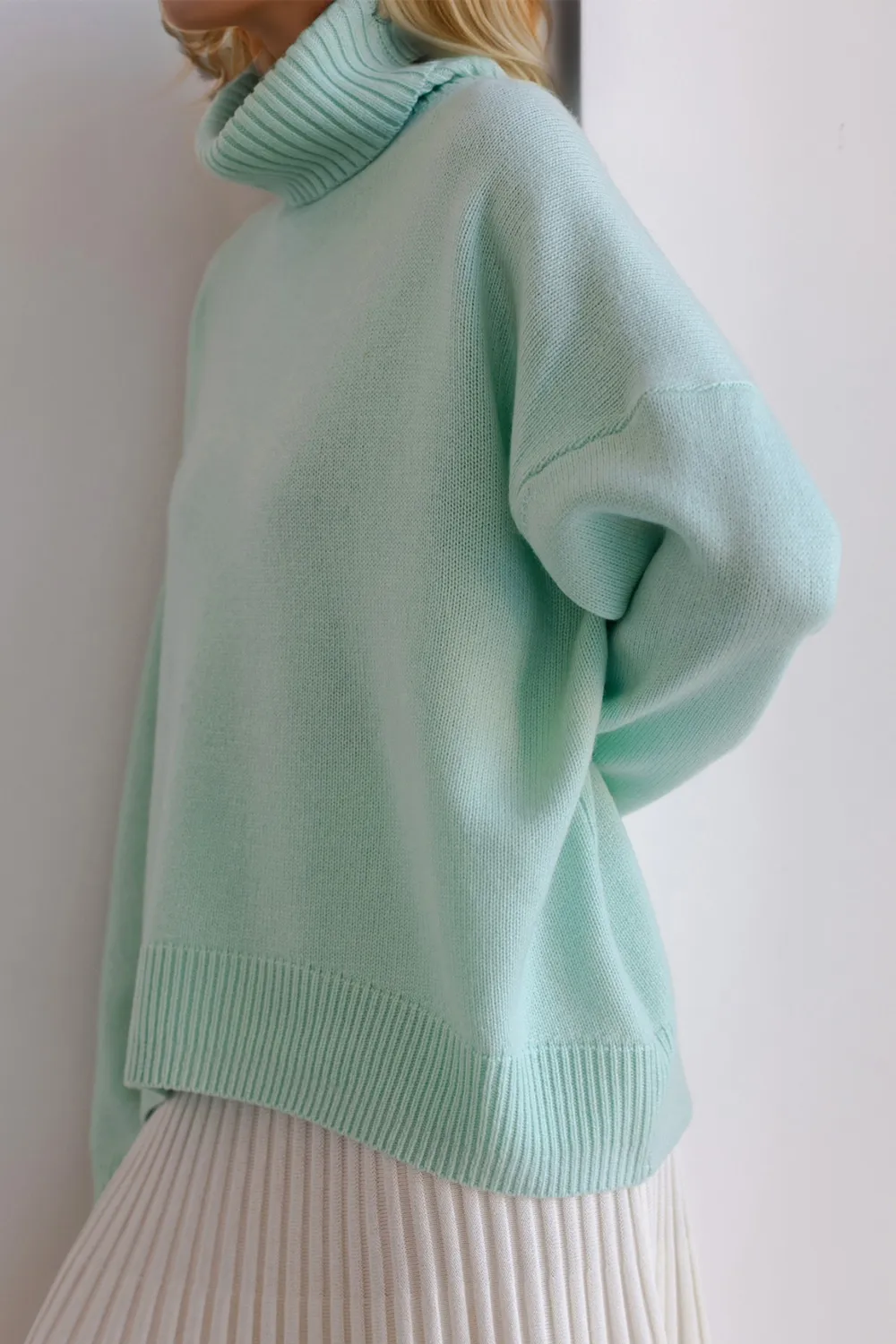 Turtleneck Dropped Shoulder Long Sleeve Sweater, image 13