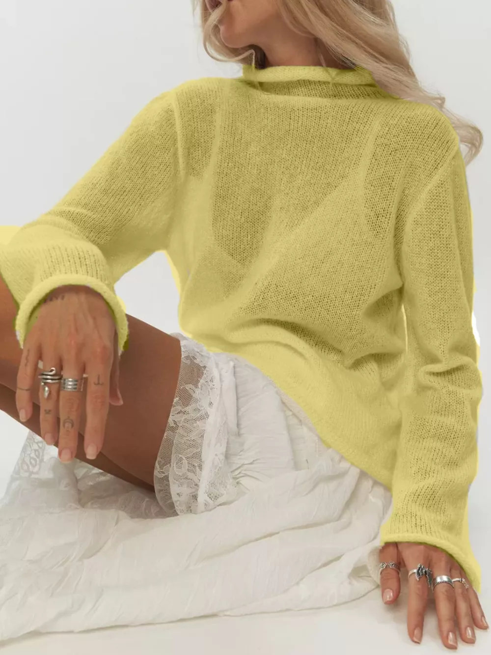 Mock Neck Long Sleeve Sweater, image 11