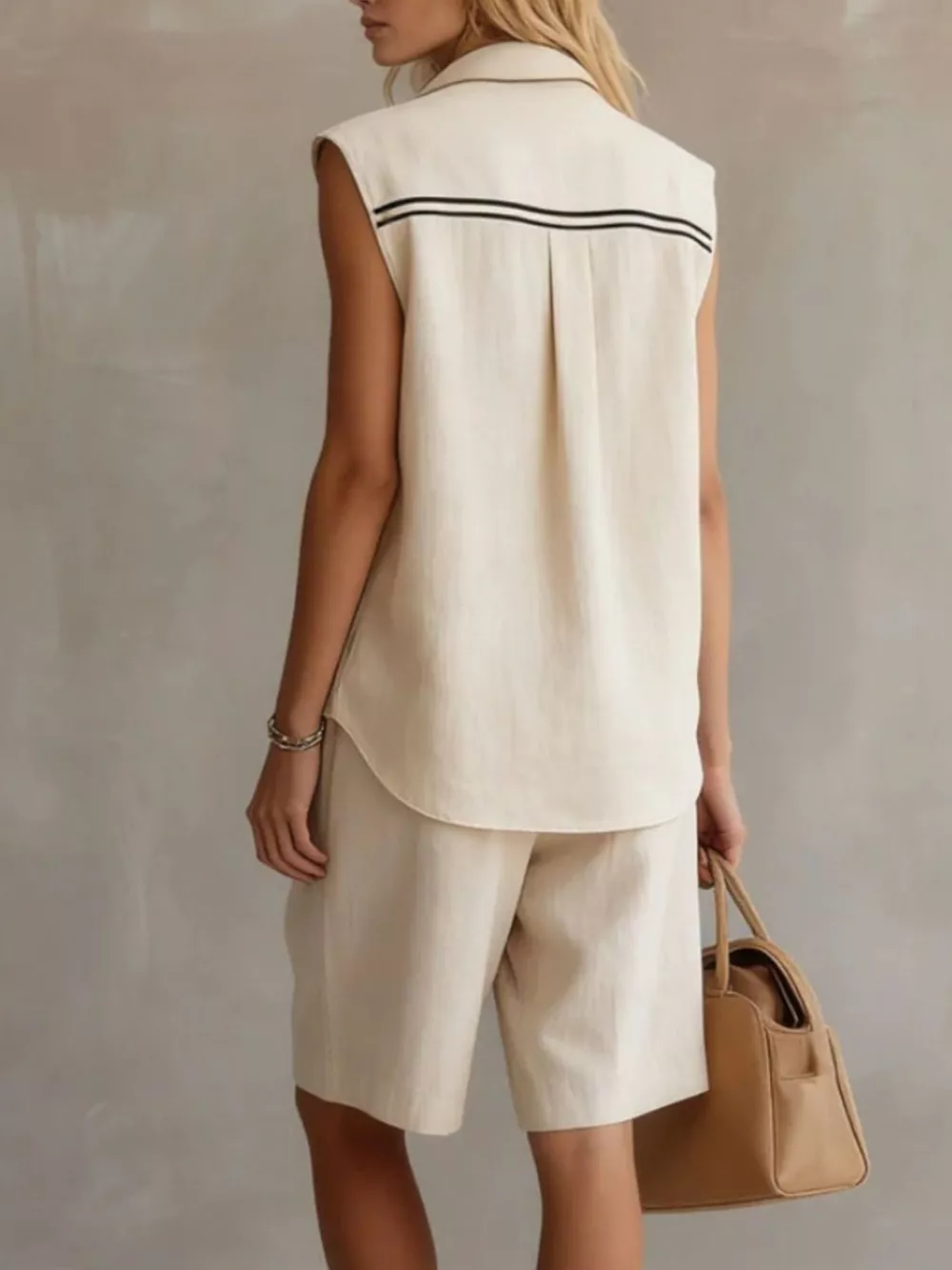 Sleeveless Button Up Top and Shorts Set, image 4