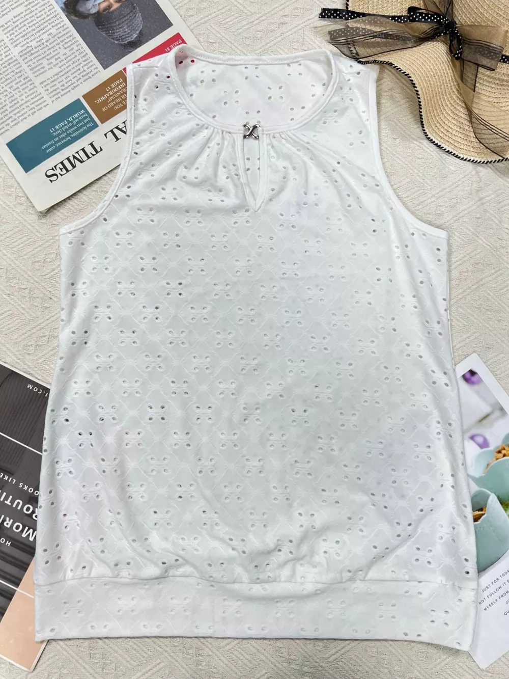 Eyelet Round Neck Cami, image 5