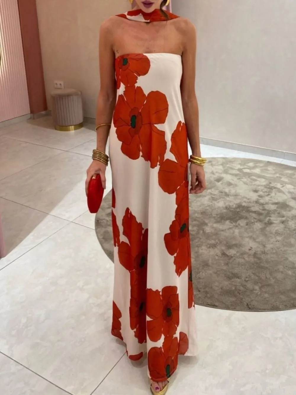 Printed Tube Maxi Dress, image 16