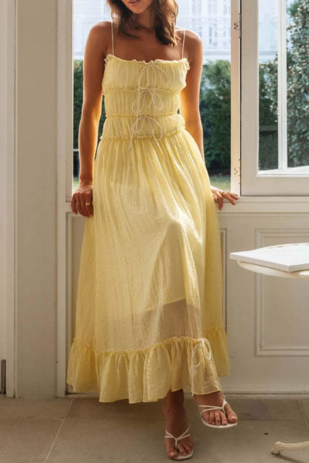 Frill Tied Front Midi Cami Dress, image 6