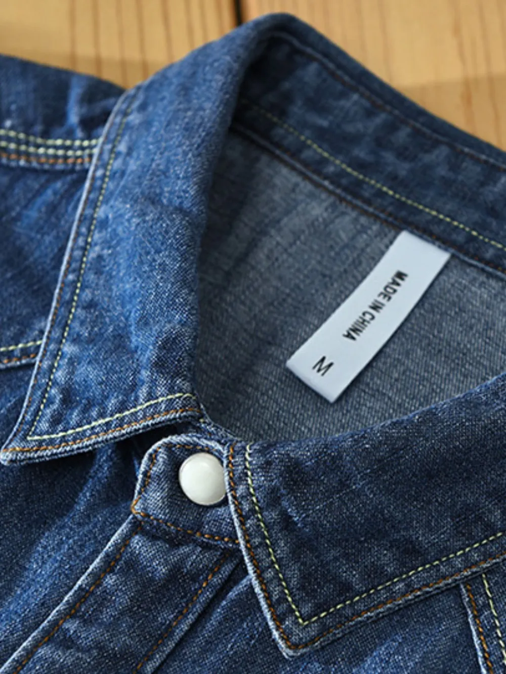 Men's Plus Size Button Up Long Sleeve Denim Shirt, image 2