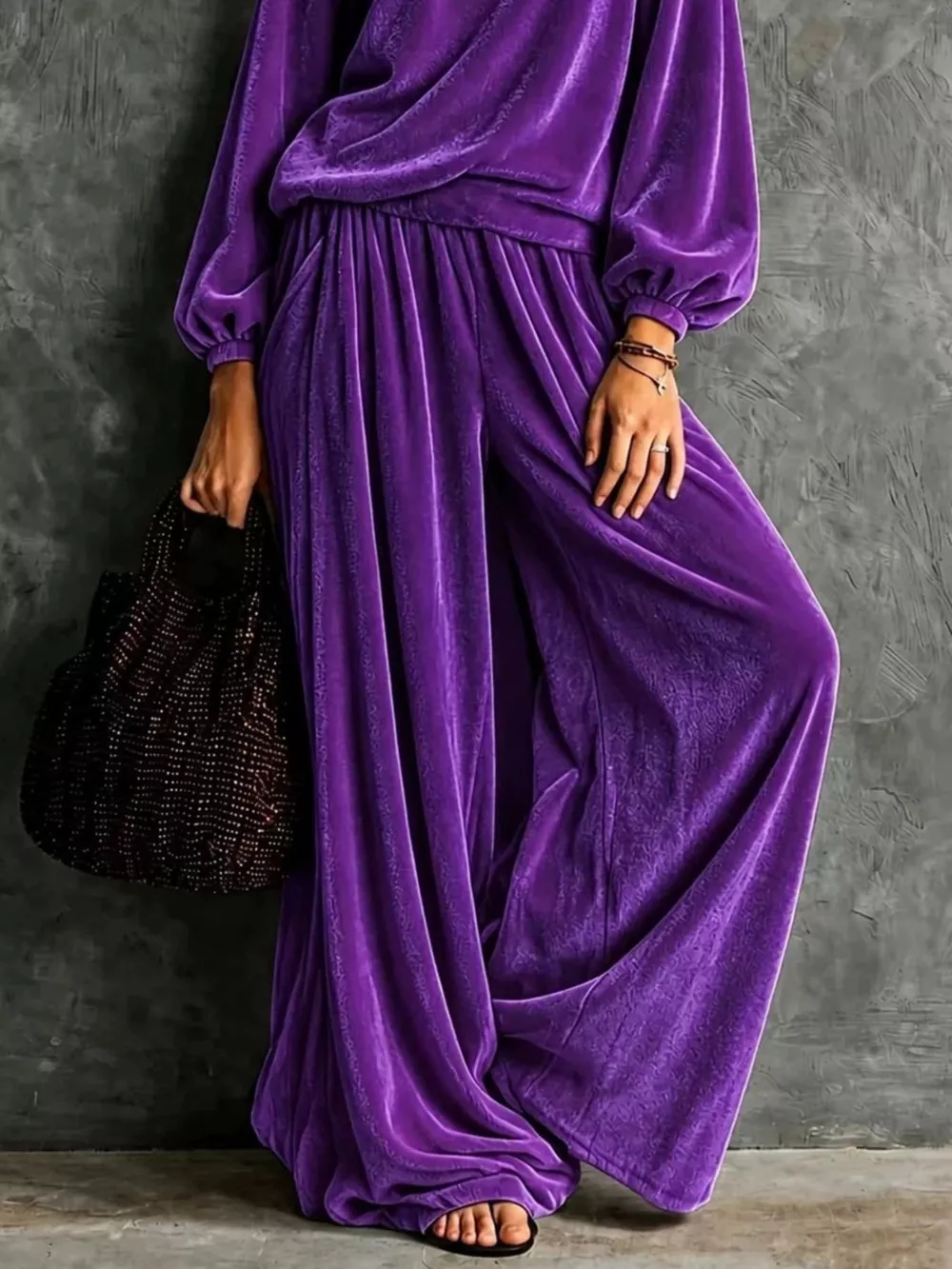 Quarter-Zip Sweatshirt and Wide-Leg Pants, image 8