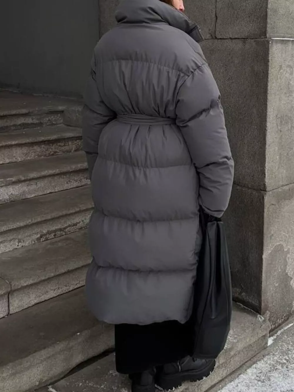 Longline Padded Winter Coat with Belted, image 21