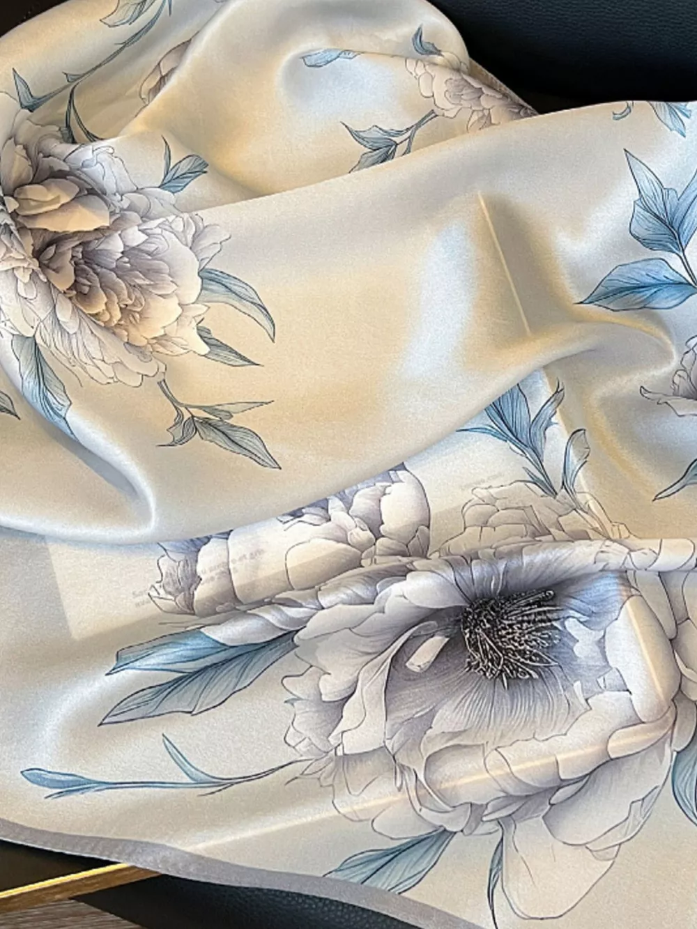 Floral Print Silk Square Scarf, image 2