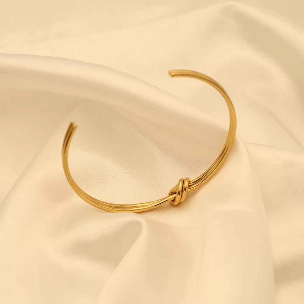 18K Gold-Plated Knot Open Bracelet, image 5