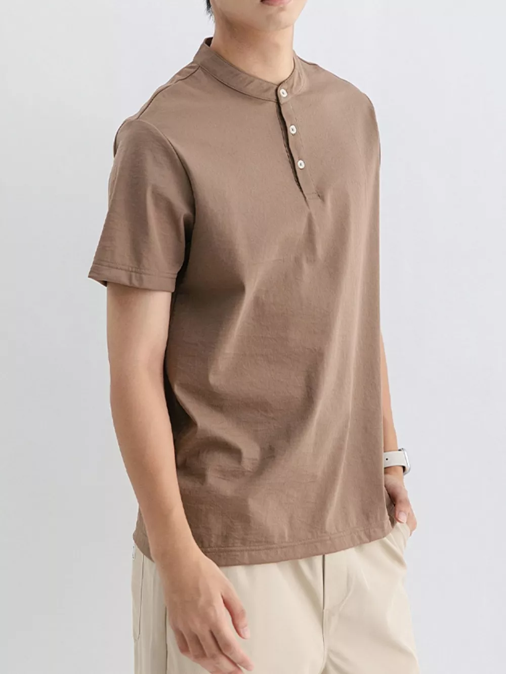 Men's Plus Size Button Detail Short Sleeve Top, image 6