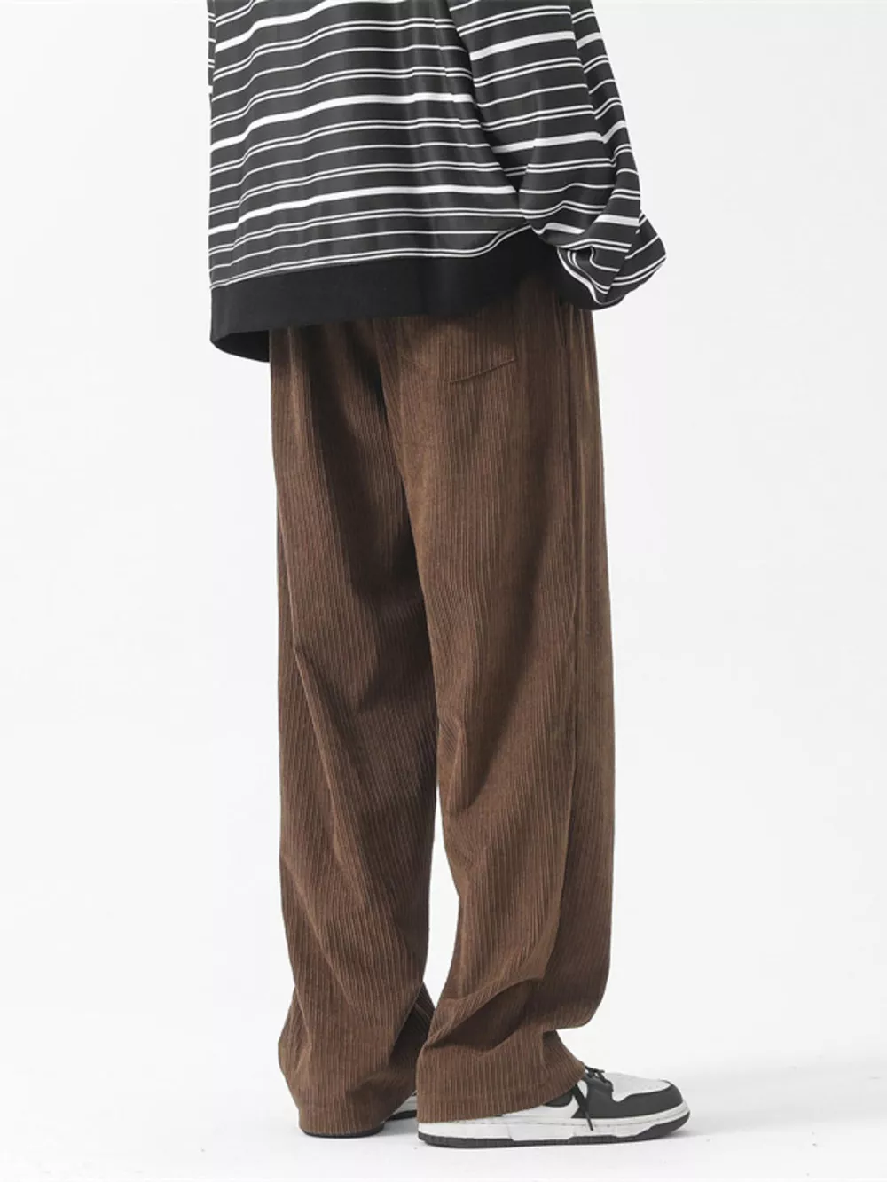 Men's Full Size Drawstring Wide Leg Corduroy Pants Plus Size, image 4