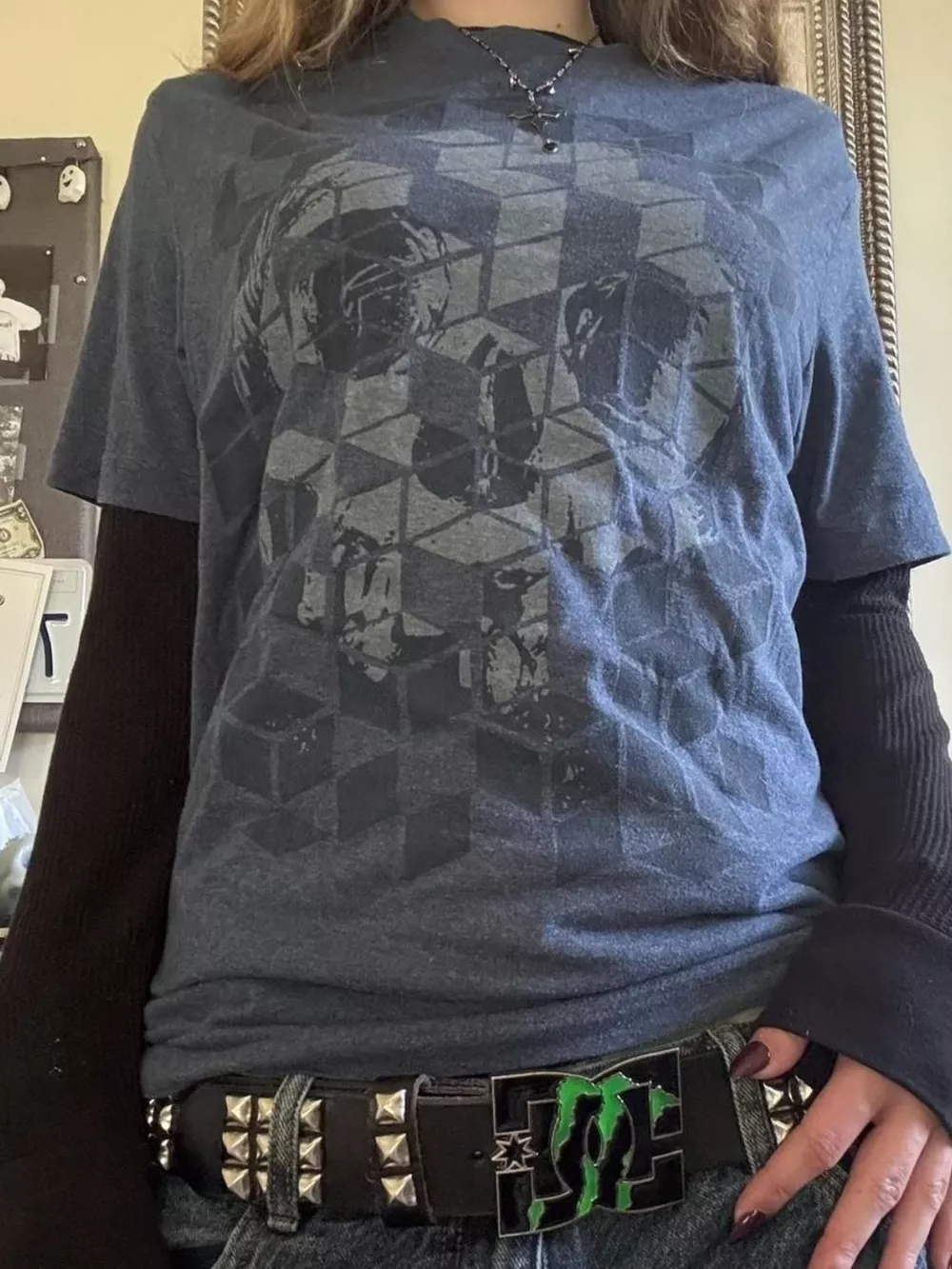 Skull Graphic Round Neck Long Sleeve T-Shirt, image 2