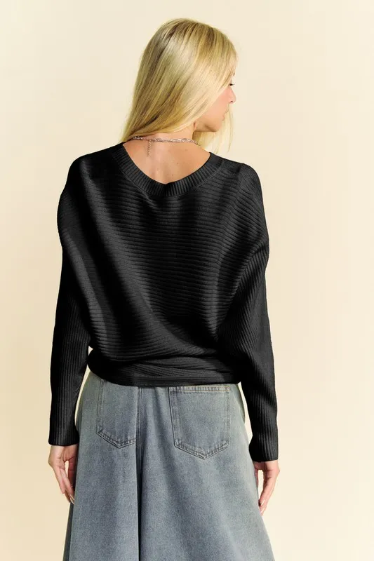 Round Neck Batwing Sleeve Sweater, image 3