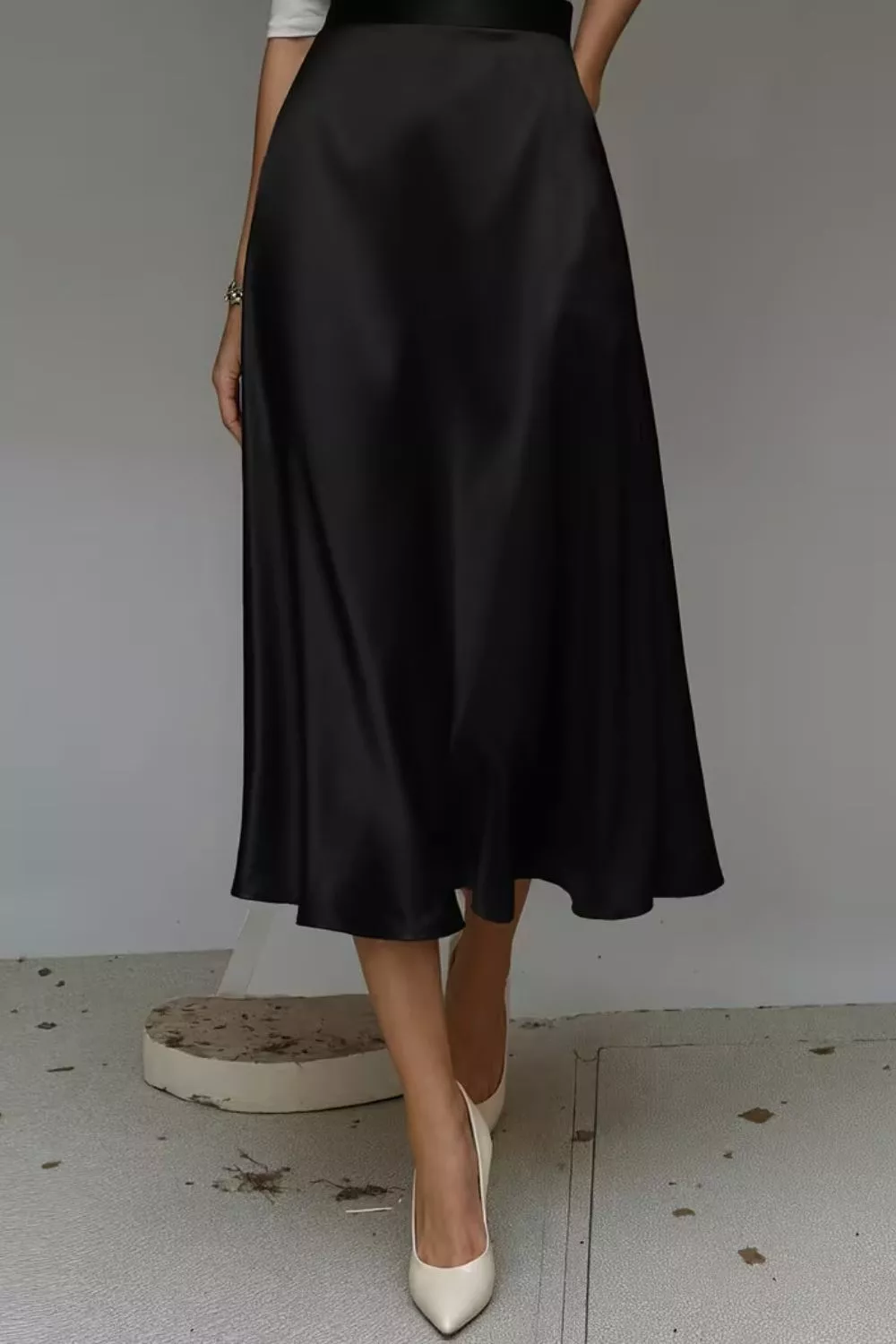 Satin A-Line Midi Skirt, image 9