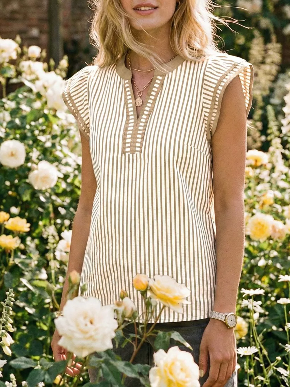 Striped Ruffle Sleeve Blouse, image 21