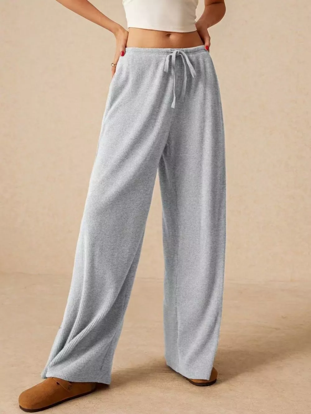 Drawstring Wide Leg Pants, image 8