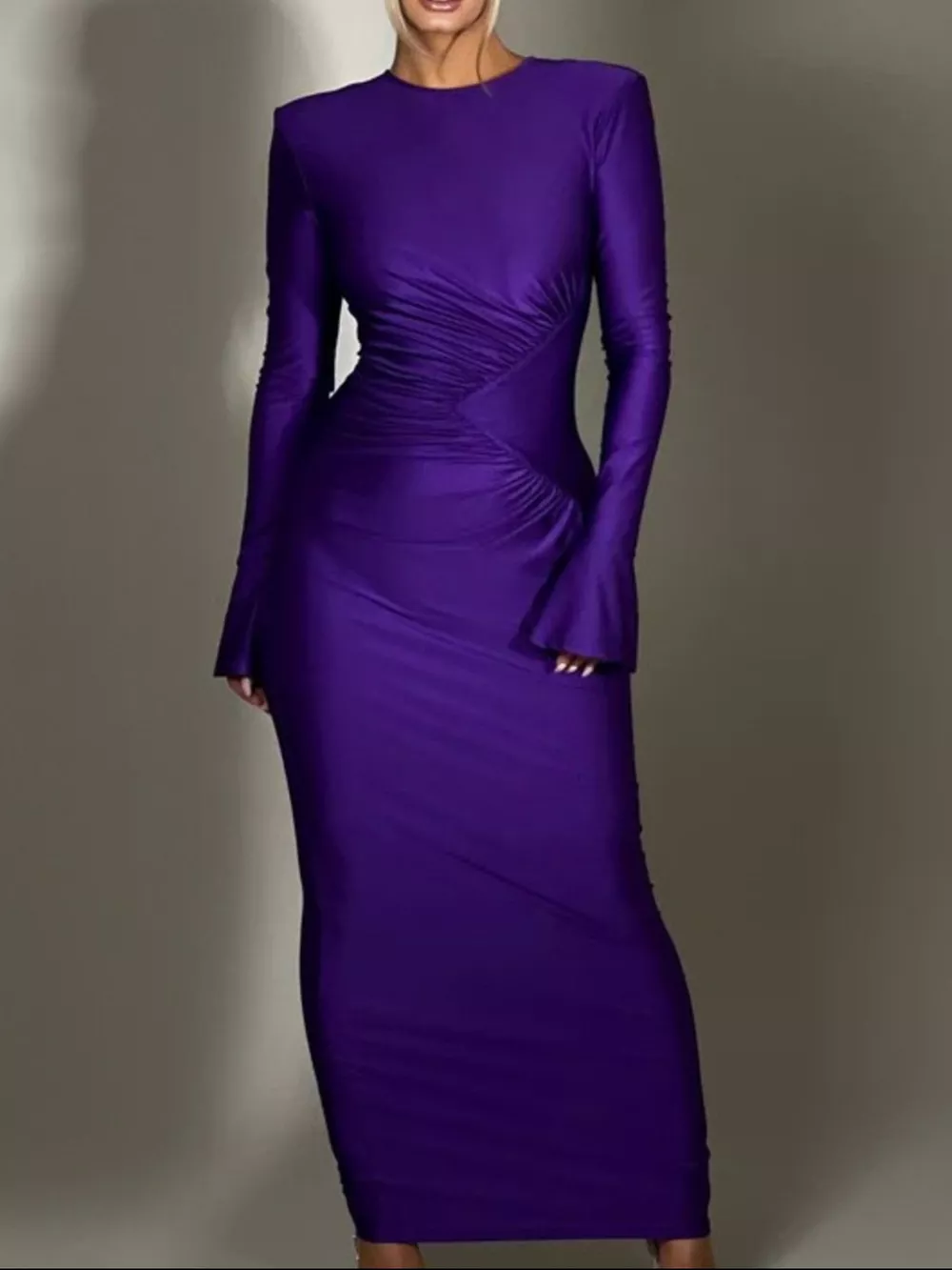 Ruched Long Sleeve Bodycon Maxi Dress, image 17