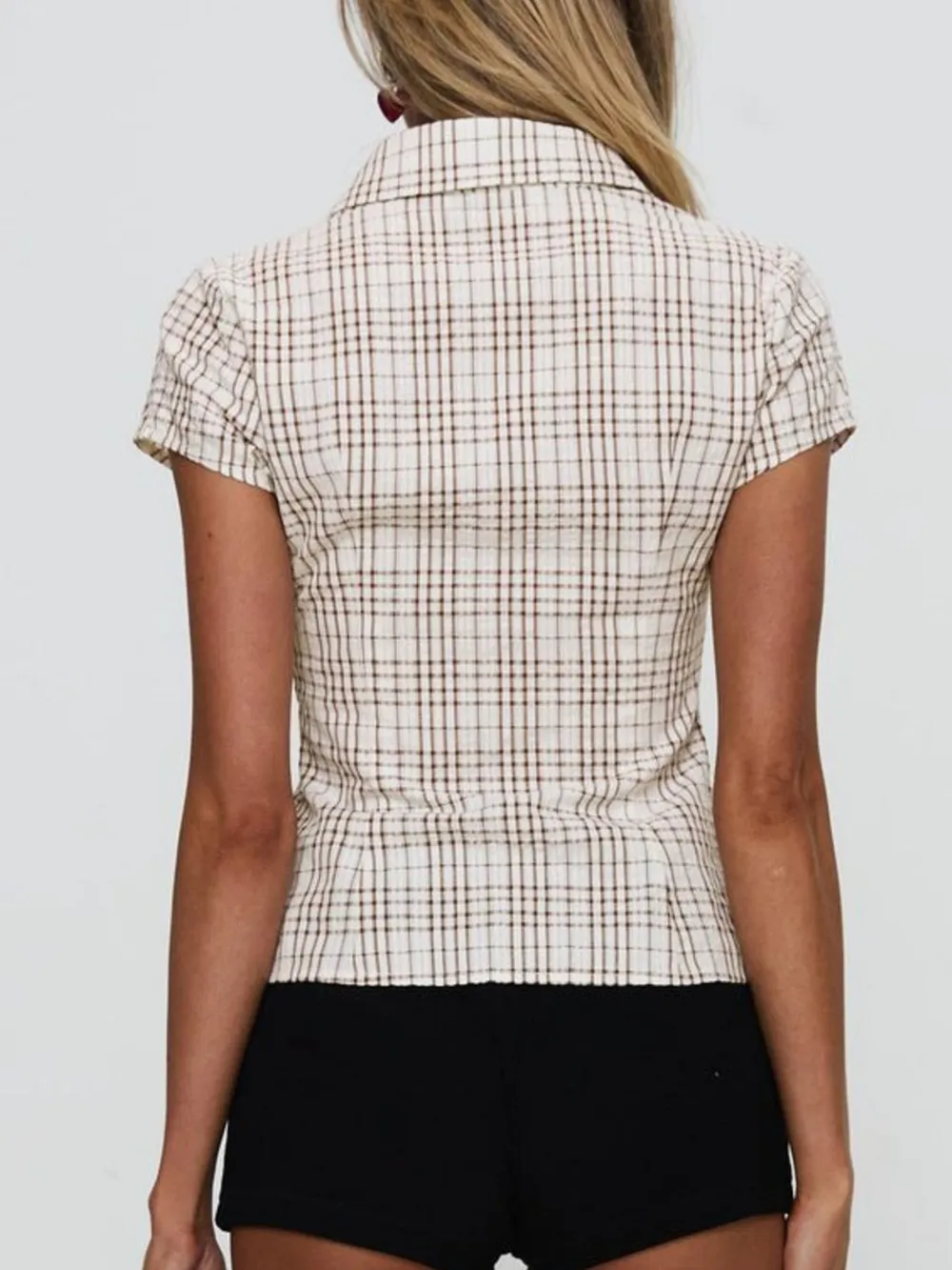 Plaid Short Sleeve Button-Up Shirt, image 3