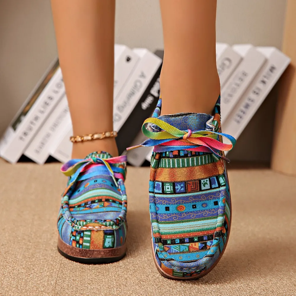 Printed Round Toe Sneakers