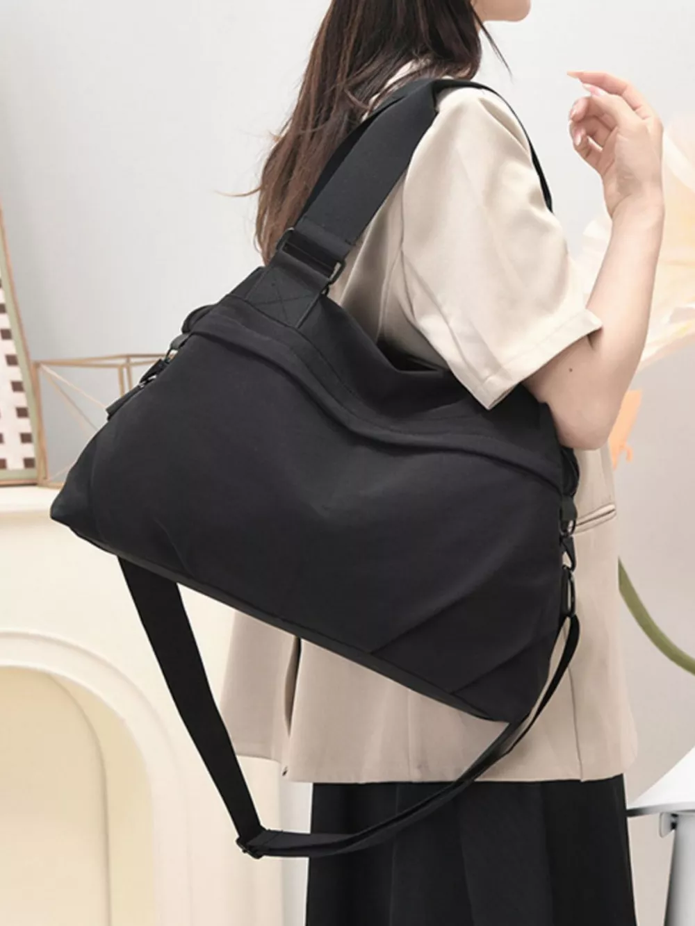 Solid Color Nylon Crossbody Bag, image 3