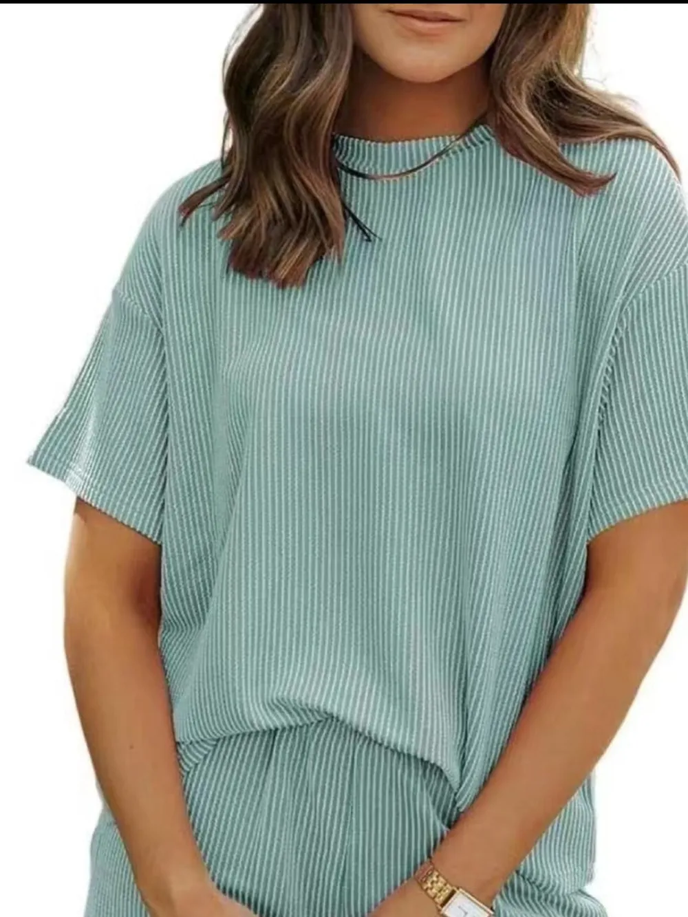Full Size Ribbed Short Sleeve Top and Shorts Two-Piece Set Plus Size, image 14