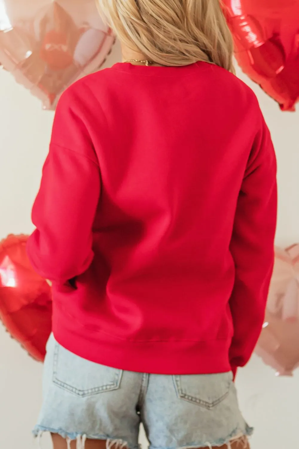 Valentine’s Day XOXO Round Neck Drop Shoulder Sweatshirt, image 3