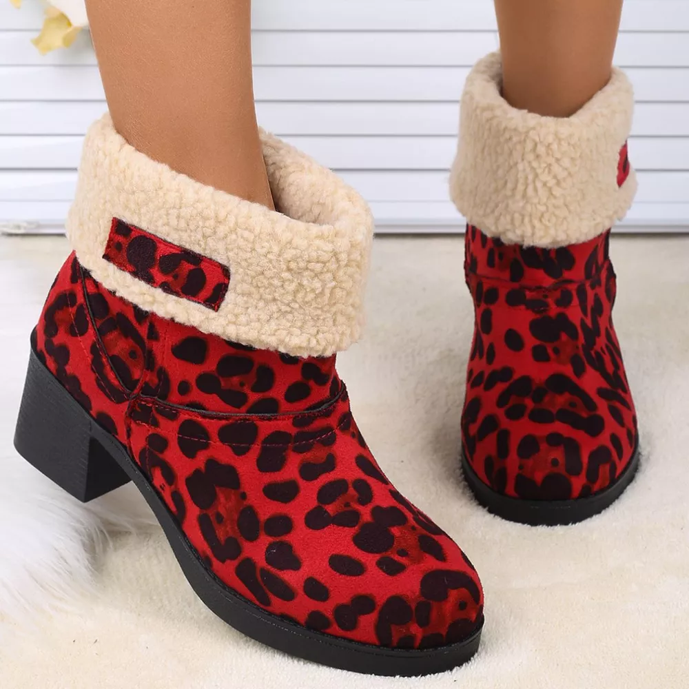 Plush Cuff Block Heel Boots, image 6