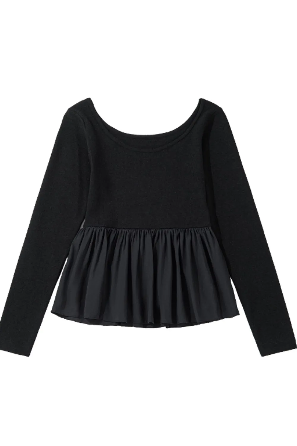 Peplum Scoop Neck Long Sleeve T-Shirt, image 2