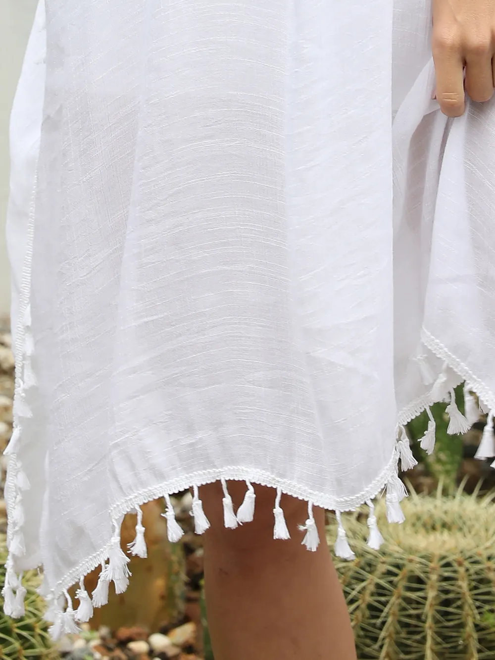 Tassel Cutout Half Sleeve Cover-Up, image 9