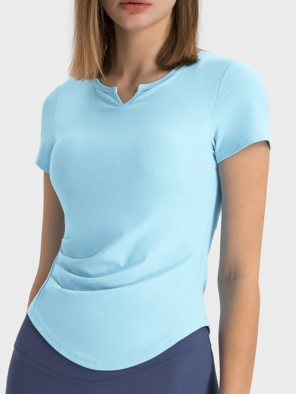 Notched Short Sleeve Active T-Shirt, image 7