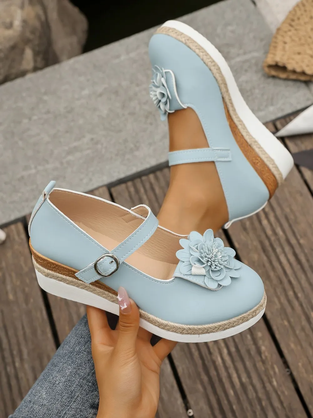 Flower Embellished Mary Jane Loafers, image 5