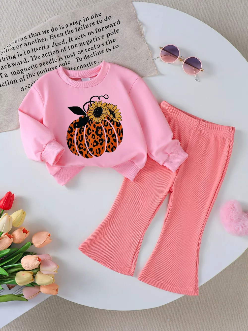 Children's Halloween Graphic Sweatshirt and Flare Pants Set, image 5