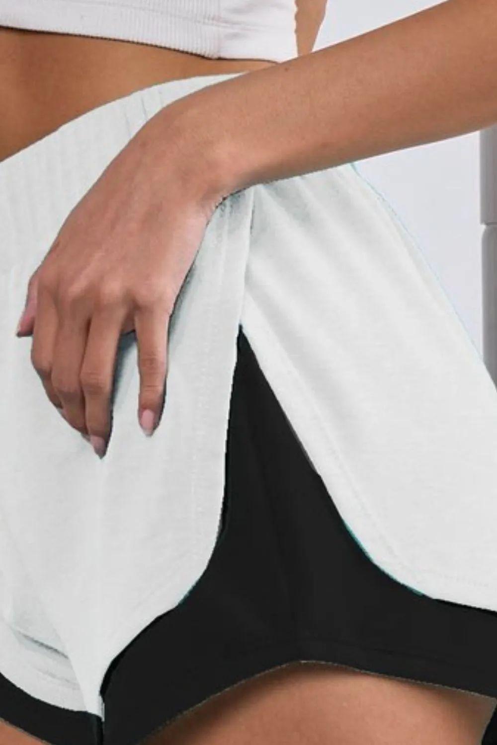 French Terry Knit Color Block with Sid Slit Shorts, image 3