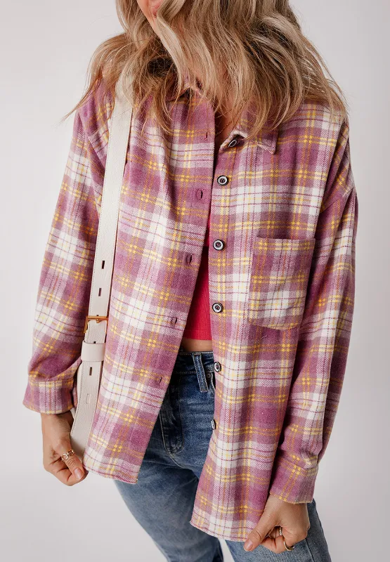 Plaid Collared Neck Button Up Shacket, image 4