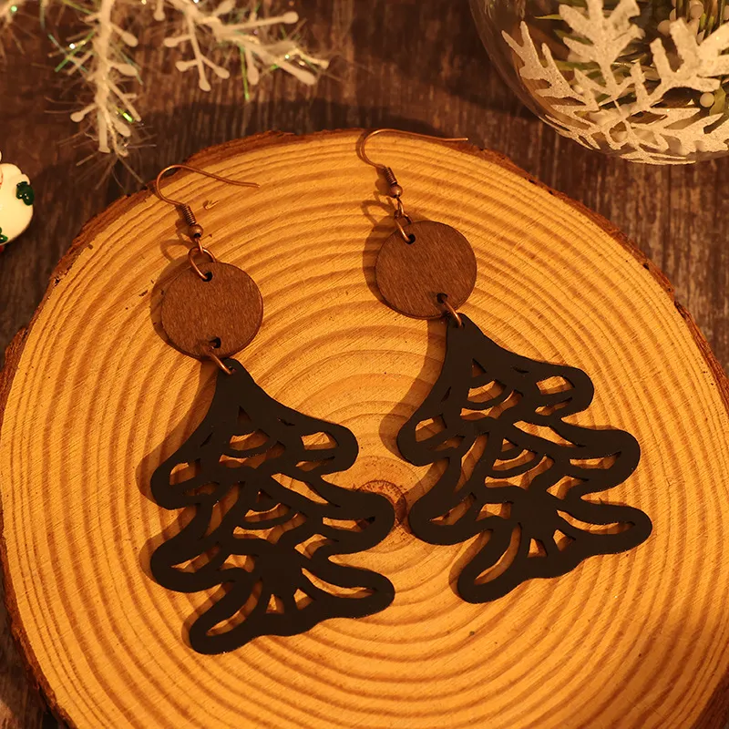 Wooden Cutout Tree Shape Earrings, image 4