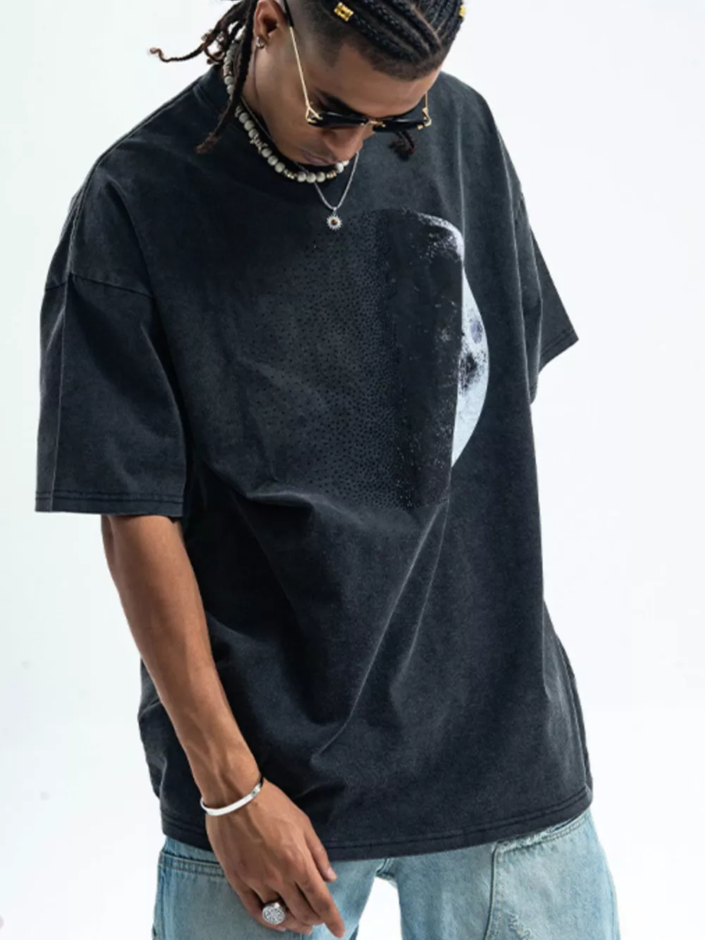 Men's Moon Round Neck Half Sleeve T-Shirt, image 3