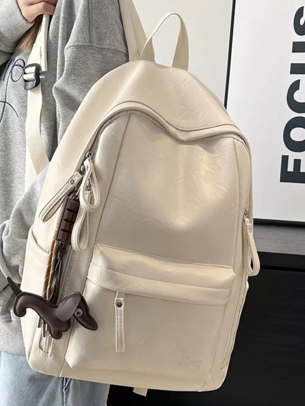 Leather Texture Backpack Bag, image 9